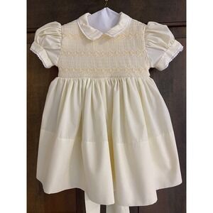 Vintage Feltman Bros Yellow Smocked Dress Hand Embroidered 12-18 months